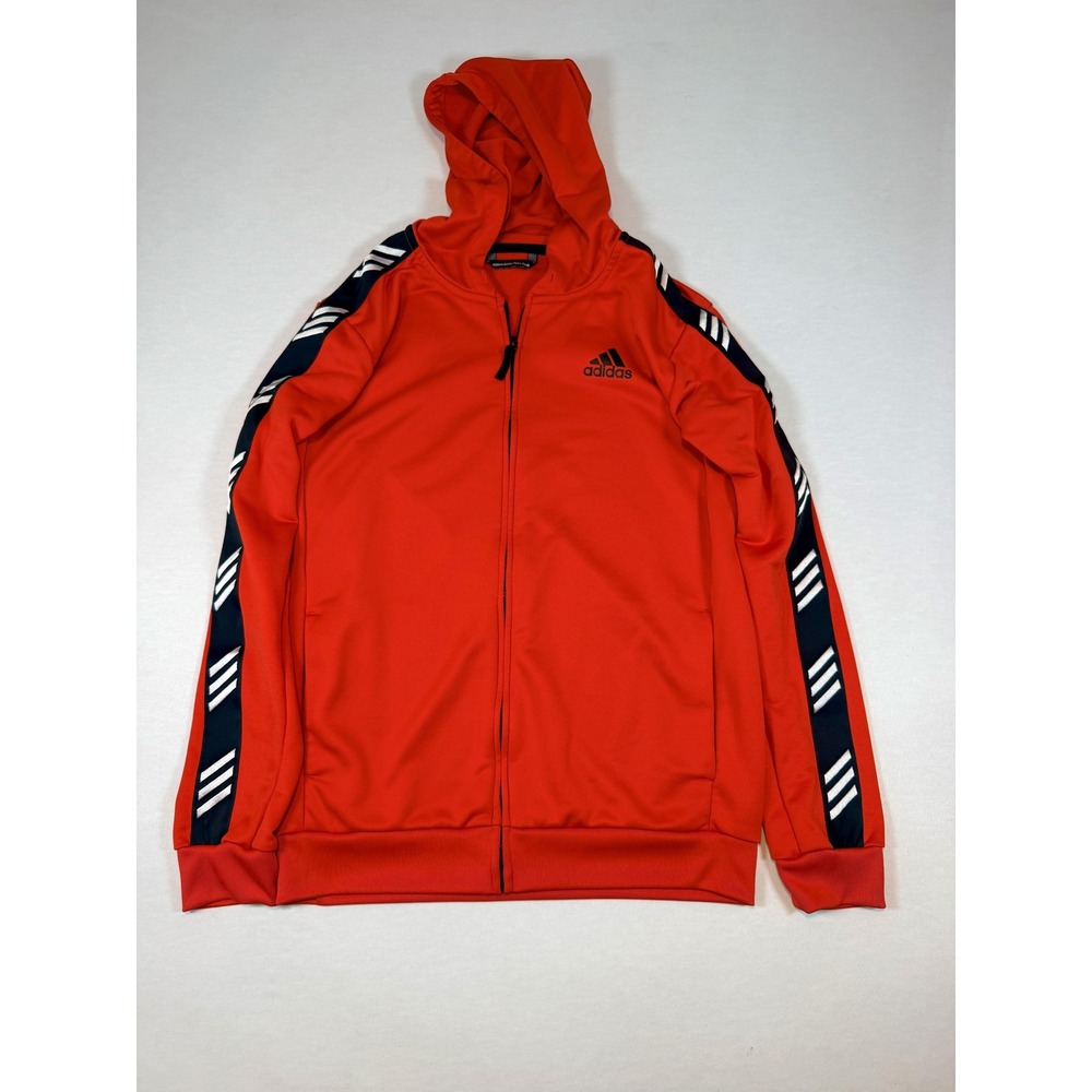 Adidas Jacket Mens Medium Red Hooded Climalite Basketball Full Zip Track